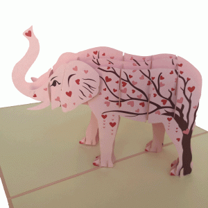 pop-up roze olifant kaart